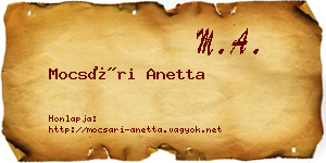 Mocsári Anetta névjegykártya